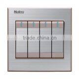 Bangladesh Brushed Stainless Steel 4 Gang 1 Way Luxury Switch