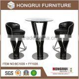 New Design Bar Table,used Home Bar Furniture,glass Top and Metal With PU Bar Table and Bar Stool