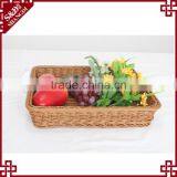Hand Woven Customized Food Storage Square Shape Plastic Poly Rattan Basket for Fruit thumbnail-3