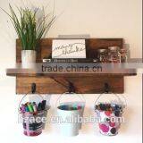 Wooden Wall Hanging Shelf With Hooks thumbnail-2