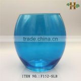 handblown colored oblate glass sun jar vase