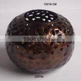 Aluminium Votive With Hand Cut Floral Patterns in Antique Brass Finish Also Other Finishes Available thumbnail-1