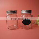 Small Handling Screw Cap Sealing Glass Mason Jar With Blackborad thumbnail-1