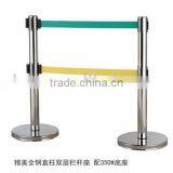 Museum Exhibition Barrier Stanchion With Dual Belts thumbnail-1
