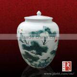 New Year Gift Hand Paintd Lotus Blue and White Ceramic Wine Jar for Best Sale thumbnail-1