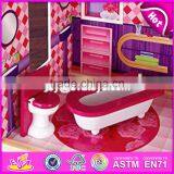 New Design 11 Pieces of Furniture Children Pretend Play Wooden Luxury Toy House W06A226 thumbnail-3