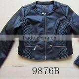 Women Fashion Coat pu Leather Quilted Short Style Jacket thumbnail-4
