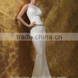 Lux Beaded Bling off Shoulder High Neck A-line Unique Bridesmaid Dresses thumbnail-1