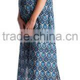 Long Maxi Maternity Dress for Summer 2015 Fashion Spaghetti Straps Side Slits Prints Nursing Dress thumbnail-2