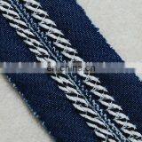 Italy Design Fashion Denim Fabric Trim Embroidery Tape With 3d Braided Rope thumbnail-5