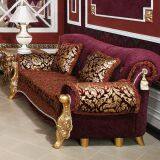Red Couch Velvet Sofas Living Room Furniture Upholstered Classic Comfortable American Style Home Fabric Sofa Design Set thumbnail-2
