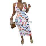 LAITE D2114 2020 New Arrivals Ladies Butterflies Printed Dress Women Summer Casual Dresses thumbnail-4