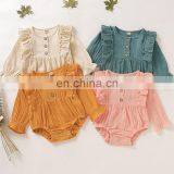 Infant Linen Cotton Newborn Baby Girl Romper Bodysuit Ruffle Bowknot One-Piece Jumpsuit Outfit Clothes Summer thumbnail-3