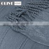 Recycling Cable Tricot Knit Throw Blanket With Tasseled Ends thumbnail-4