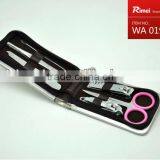 Travel Manicure Set in Hard, Purple Leopard Print Case Vintage Unused Hong Kong Manicure Set