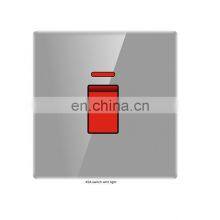 45A Wall Switch With Household LED Index Light Gray Glass Panel Electrical Wall Socket Switch Panel