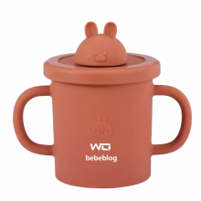 BPA Free Baby Silicone Sippy Cups Animal Shape Kids Toddler Training Drinking Silicon Straw Cup With Lid thumbnail-5