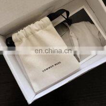 Eco- Friendly Custom Logo Cotton Drawstring Pouch Bag Printed Gift Canvas Cotton Double String Handbag Jewelry Drawstring Bag thumbnail-3