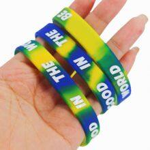 Factory Price Customized Multi-color Segmented Printed LOGO Smooth Waterproof High Quality Silicone Wristband Sport Bracelet thumbnail-5