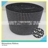18 Rows/24 Rows/30 Rows Black Base With Silver Crystal Rhinestone Mesh Roll for Garment Accessory thumbnail-4