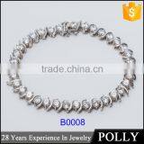 Factory Custom Fashion 925 Sterling Silver Bracelet and Bangle With AAA CZ Shine Plates thumbnail-4