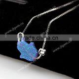 925 Silver Box Chain Opal Bracelet/ Bracelet With Opal Charm thumbnail-2