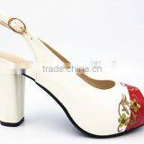 New High Class Mix Color Middle Heel Slingback Sandals With Embroider thumbnail-1
