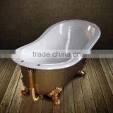 1700mm Long Classic Slipper Cast Iron Bath Tub With Gold Clawfoot thumbnail-1