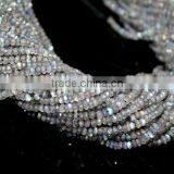 HANDMADE NATURAL BLUE FIRE LABRADORITE 3-4MM RONDELLE FACETED LOOSE BEADS STRAND thumbnail-2