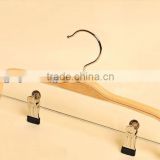 Hot sale laminated wooden clothes hanger with metal clips