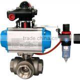 pneumatic 3 way ball valve with limit switch box