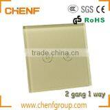 Hot Sell Cheaper Tempered Glass 2 Gang 1 Way Touch Light Switch thumbnail-1