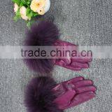 Fashion Lady Leather Glove Fur Cuff Glove Fox Leather Glove Hot Sale thumbnail-2