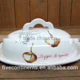 Ceramic butter dish oval shape porcelain butter dish with lid