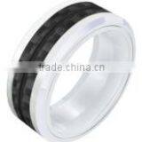 Newest Ring Great Selling Ring 316l Stainless Steel and Ceramic Ring Black Carbon Fiber Band Ring With Black Plating thumbnail-5