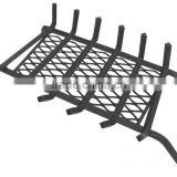 Solid Steel Fireplace Grates With Ember Retainer, Black