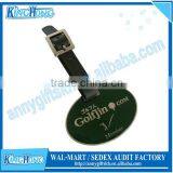 Die casting zinc silver golf bag tag with leather strap