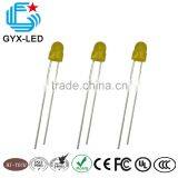 Factory Price Yellow Diffused Lens Yellow Emitting Color 589nm 4.0 mm Lens 4.6 mm Flange Round Type Lamp LED