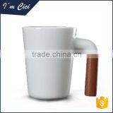 White ceramic cup and special handle design CC-C029