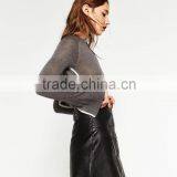 Black Leather Pocket Design Structure Skirts Ladies, Mini Skirts 2016 thumbnail-2