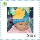 2015 New and Lastest Fashion Cotton Baby Knit Modern Hats With 3D Felt Flower thumbnail-1