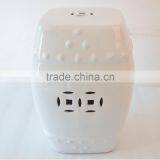 Antique Outdoor Ceramic White Stool for Garden Decor thumbnail-1