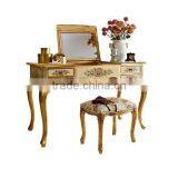 Classical European Flower Hand Painting Designed Dressing Table Mirror and Chair Set thumbnail-6