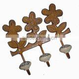 Metal Decorative FLOWERS Hook With Ceramic Knobs, Home Decoration Hook, Metal Wall Art Hooks, European Style Hook, Vintage Hooks thumbnail-1