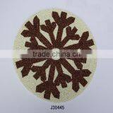 Cream Ond Brown Glass Bead Place Mats With Patterns Available in More Colours and Patterns thumbnail-1