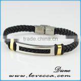 2016 Man Skull Bracelet Custom Size Magnetic Genuine Leather Bracelet thumbnail-1
