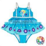 Fairy Blue Cartoon Print Little Baby Girls Dress Swimsuit thumbnail-2