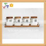 4pcs Kitchen Decor Ceramic Canister Set Bamboo Lid & Tableware Ceramic Canister Set thumbnail-1