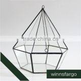 Si Drilling Short Micro Geometric Glass Flower Pot Landscape Heagonal Three Hollow Hanging Glass Greenhouse thumbnail-3