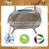 Cool Blue Stripe Print Canvas Tote Bag With Padded Rope Handle , PU Label Branding Bag thumbnail-4